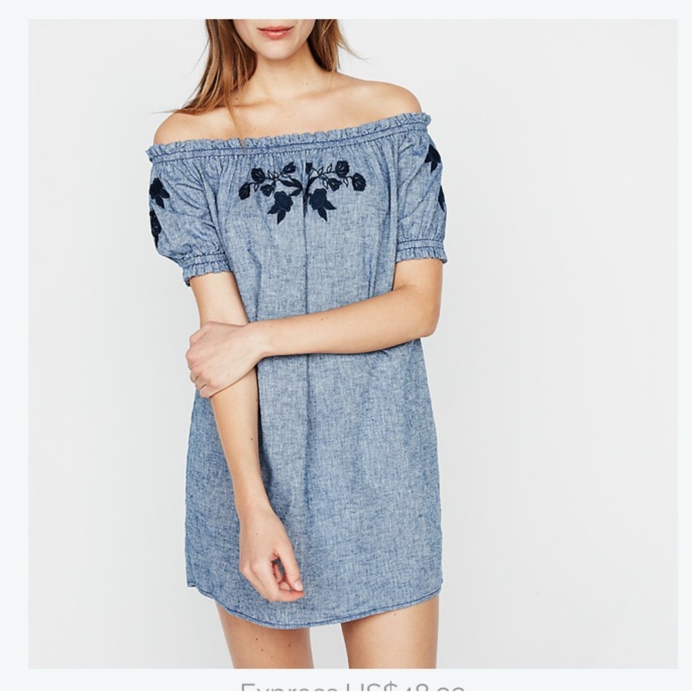 Express chambray off the shoulder dress size XL